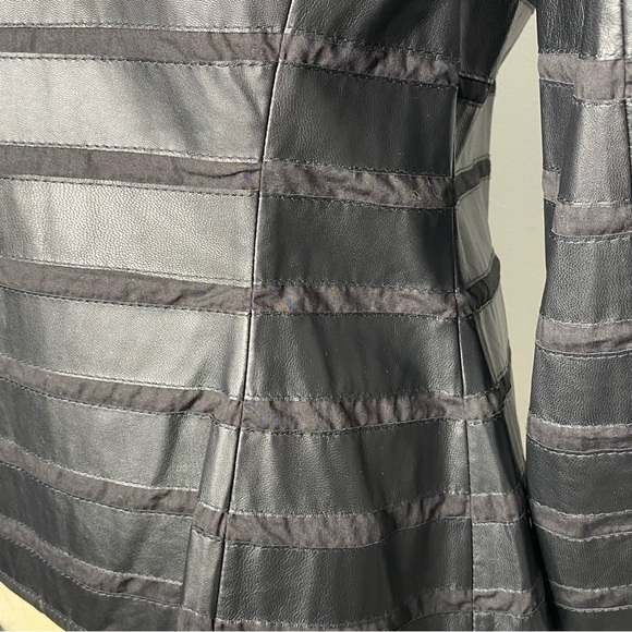 Lafayette 148 New York Leather Striped Jacket - Picture 10 of 12